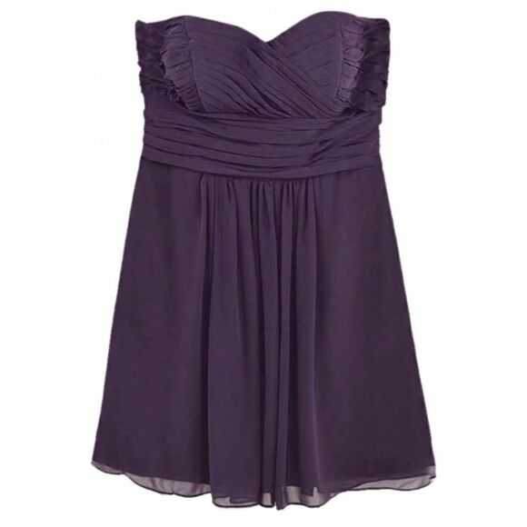 🐿️ Bill Levkoff Eggplant Color Strapless Cocktail Dress Size 12 - Picture 1 of 9